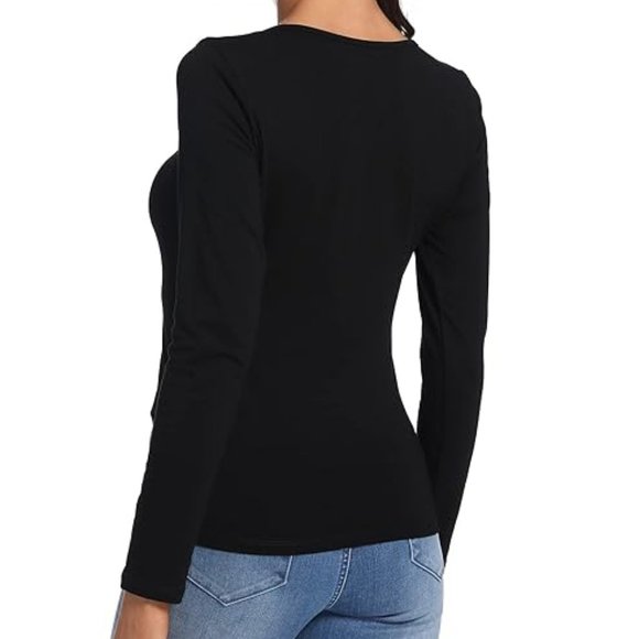 Women's Basic Long Sleeve Slim-Fit Square Neck Tee Shirt Top (NWOT) - Picture 3 of 15